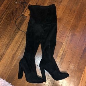 Black thigh high boots